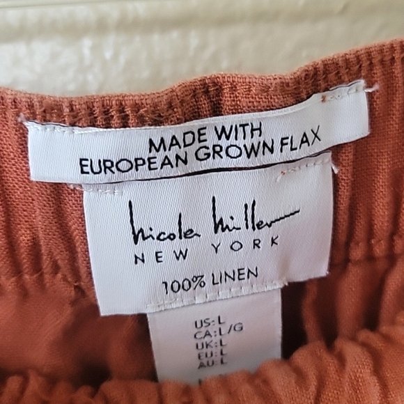 Nicole Miller Orange 100% Linen Cargo Joggers - Size Large - Picture 9 of 9